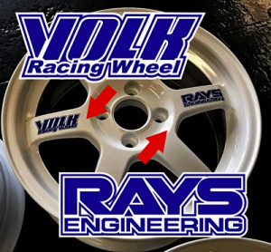 Набір вінілових наклейок на автомобільні диски Volk racing wheel & rays engineering 4+4, 8 шт.