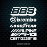Набір наклейок - Спонсорські: BBS, BREMBO, GOOD YEAR, ALPINE, AMG, CARROZZERIA