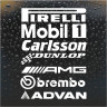 Набір наклейок - Спонсорські: FIRELLI, MOBIL1, CARLSSON, AMG, BREMBO, ADVAN