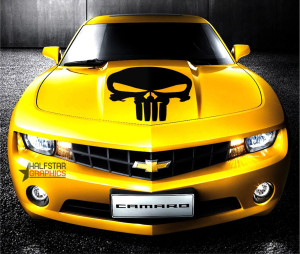 Вінілова наклейка на авто - Череп Punisher  70х50 см