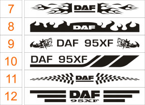 Наклейки DAF на капот або лобове скло 150x16 cm