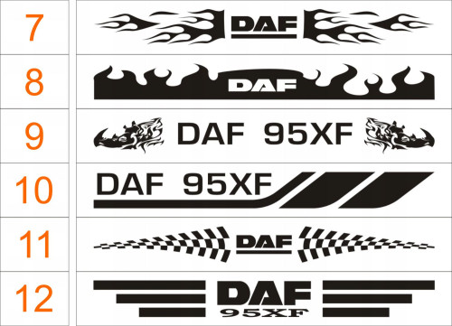 Наклейки DAF на капот либо лобовое стекло 150x16 cm