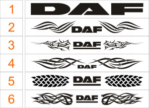 Наклейки DAF на капот або лобове скло 150x16 cm