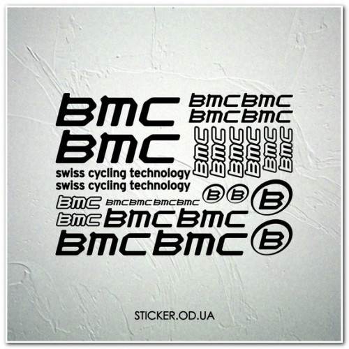 Набір наклейок на велосипеді "BMC", наклейки на раму.