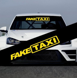 Наклейка смуга на лобове - Fake Taxi, 135*20 см