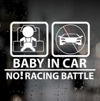 Виниловая наклейка на автомобиль - Baby on board, no racing battle