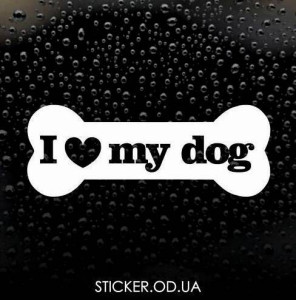 Наклейка на авто - I love my dog