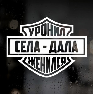 Вінілова наклейка на авто, мото - Сіла-Дала, Впустив -Одружився!