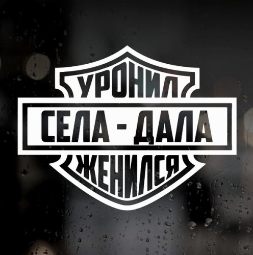 Вінілова наклейка на авто, мото - Сіла-Дала, Впустив -Одружився!