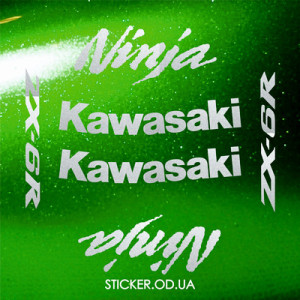 Набір вінілових наклейок на мотоцикл KAWASAKI ZX-6R, Ninja, 2007-2008 Набір вінілових наклейок на мотоцикл KAWASAKI ZX-6R, Ninja, 2007-2008