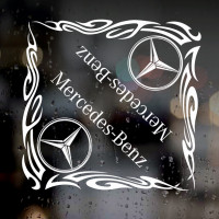Вінілові наклейки, куточки на бічні стекла - Mercedes 2 шт.